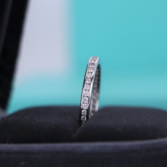 20113 Tiffany & Co. Platinum Diamond 2mm Channel Full Eternity Wedding Band 6 - Picture 5 of 6